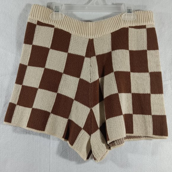 Le Lis Collection Checkered Knit Pull-on Shorts size L - Picture 2 of 7